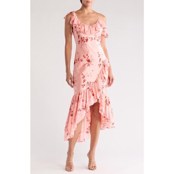 Cinq à Sept Kersti Floral Print Asymmetric‎ Silk Dress Size 14 - Picture 2 of 8